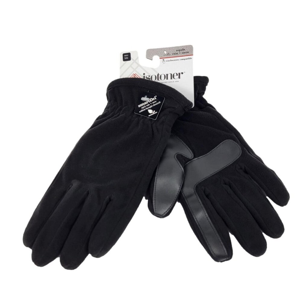 ❤️FINAL! isotoner Mens Smart Dry Water Repellnt MicroSuede Touchscreen Gloves L